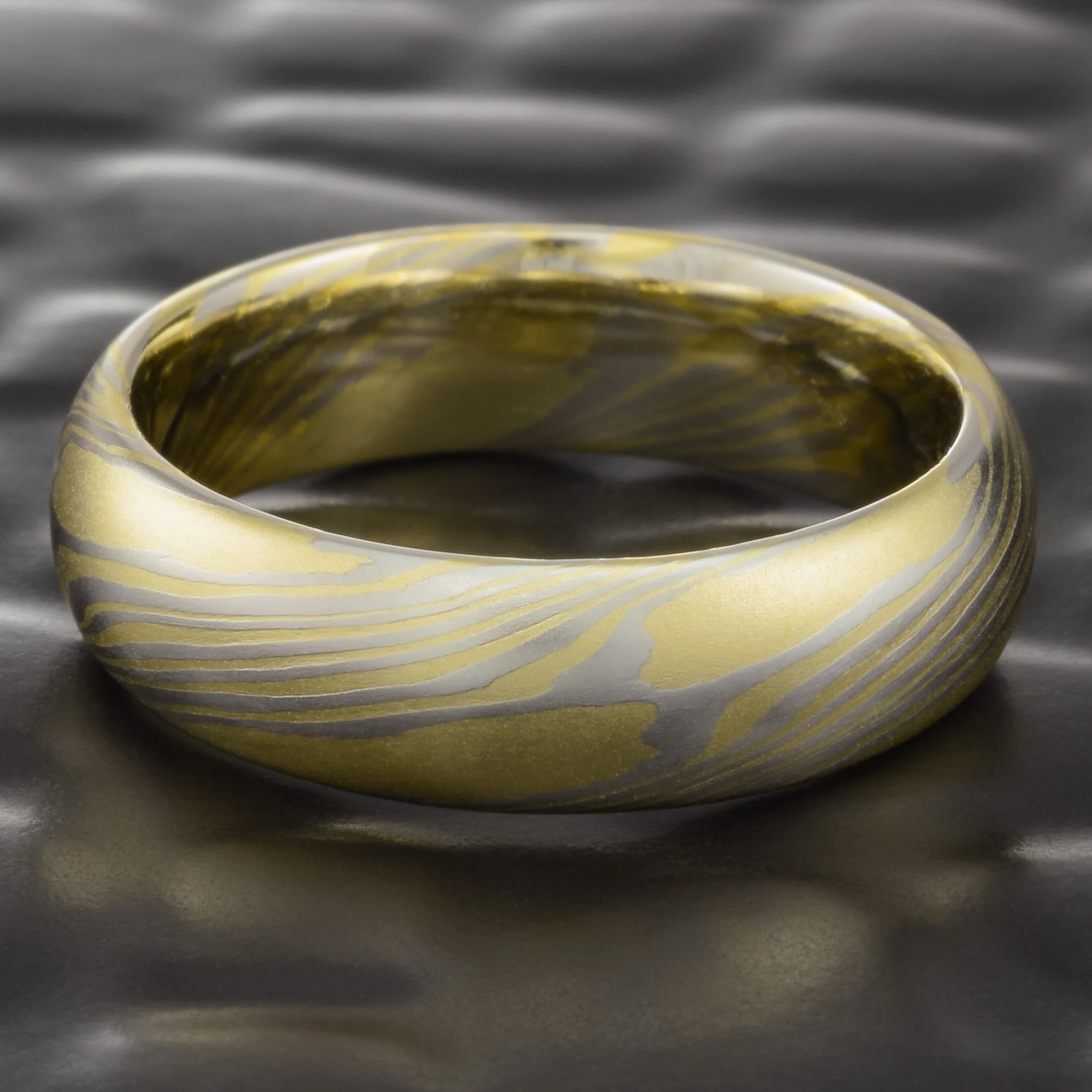 18K Gold & Platinum Women's Mokume Wedding Bands | CLASSIC STAR — Steven Jacob